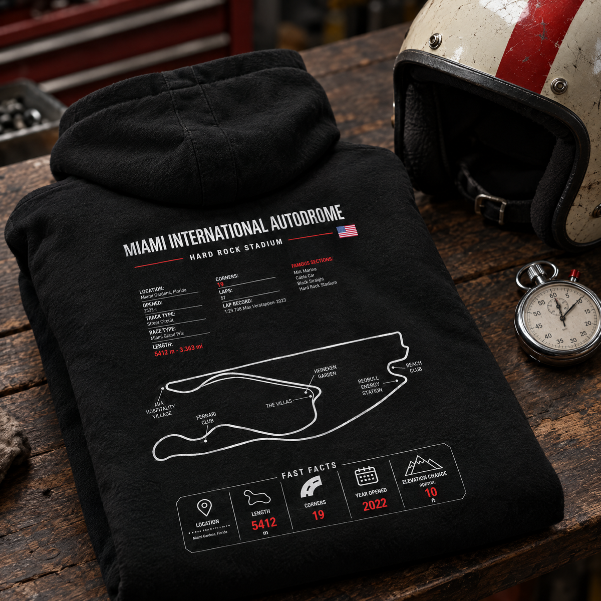 Allison Racing Miami GP hoodie print detail