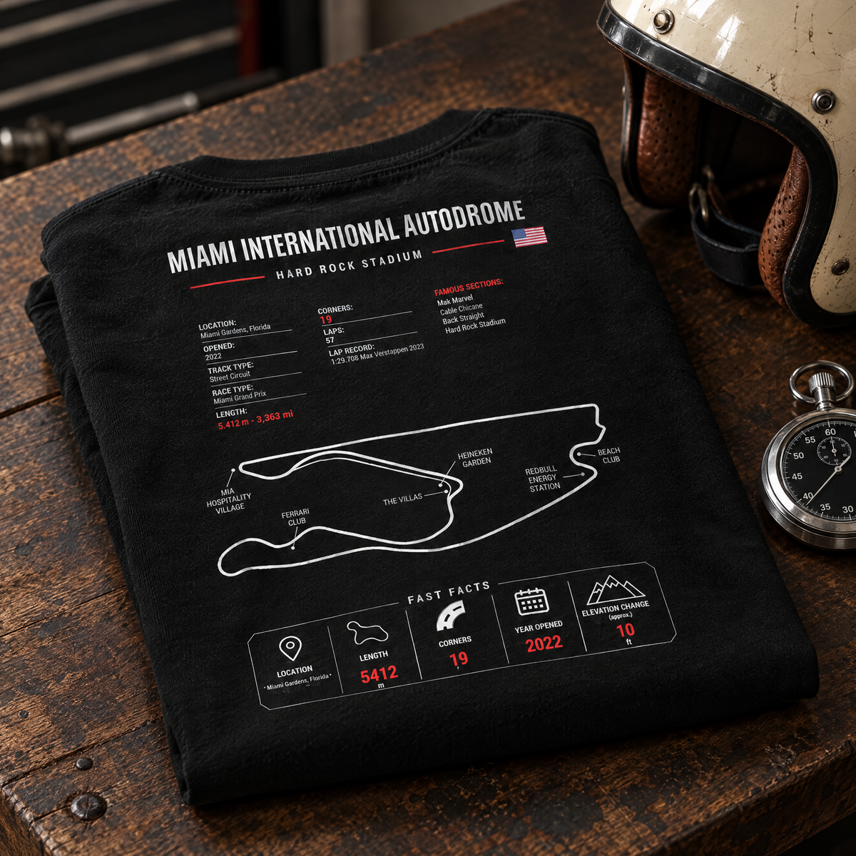Allison Racing Miami GP tee print detail