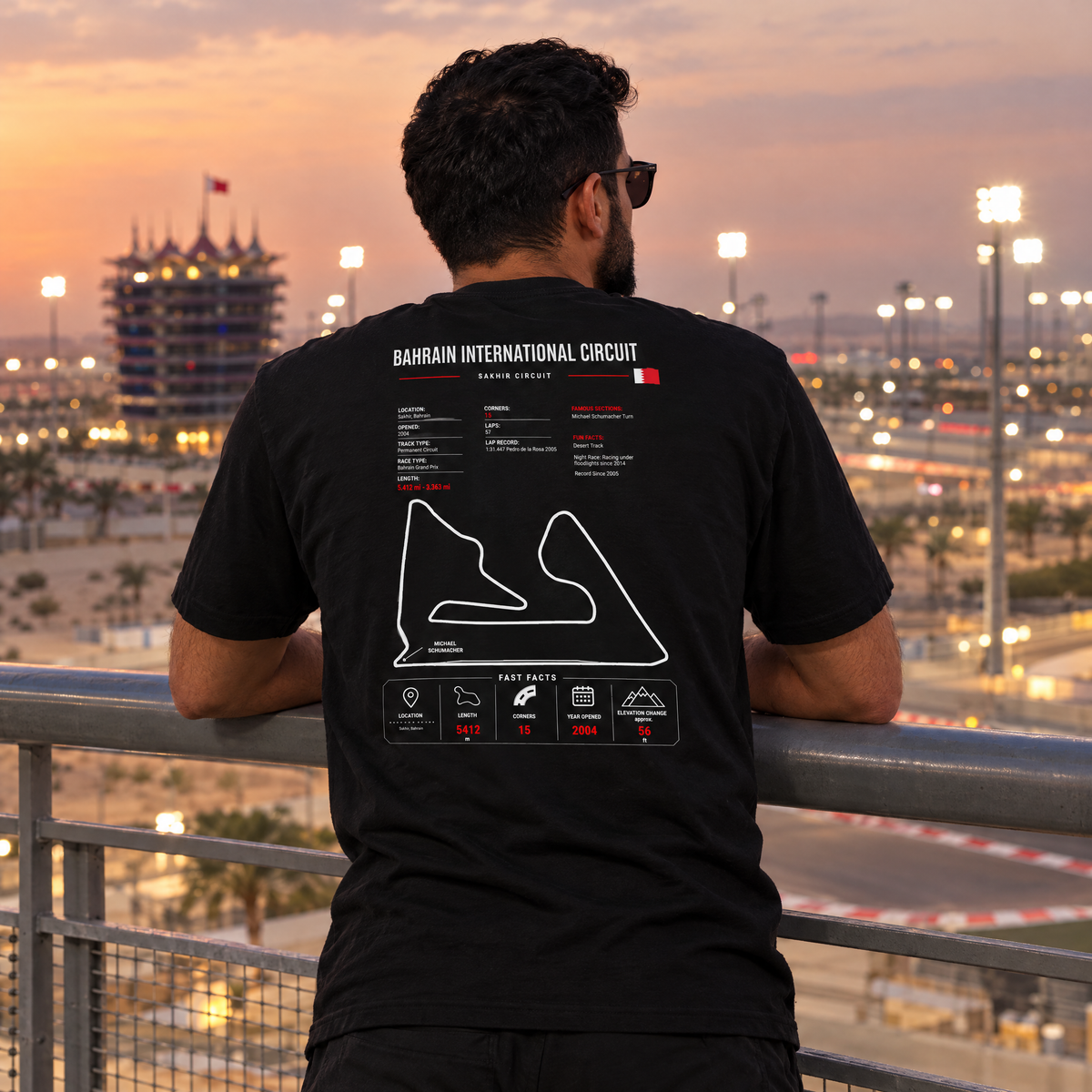Fan wearing the Allison Racing Sakhir GP tee at the track